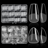 ELLEWIN 1000PCS Nail Tips Clear False Nails Full Cover for Acrylic Nails Kit 10 Sizes 4 Shapes Long Almond Square Coffin Oval Pre-Shape for Salon Home DIY Gifts
