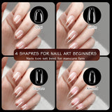 ELLEWIN 1000PCS Nail Tips Clear False Nails Full Cover for Acrylic Nails Kit 10 Sizes 4 Shapes Long Almond Square Coffin Oval Pre-Shape for Salon Home DIY Gifts