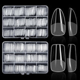 ELLEWIN 1000PCS Nail Tips Clear False Nails Full Cover for Acrylic Nails Kit 10 Sizes 4 Shapes Long Almond Square Coffin Oval Pre-Shape for Salon Home DIY Gifts