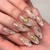 The Golden Years 24pcs Almond-shaped nails|Glamorous Press-On Nails Set | Luxury Nude &amp; Gold Series | Reusable