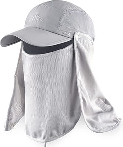ELLEWIN Fishing Hat with Face Neck Cover Foldable 3-Panel Bill Baseball Cap UPF 50+