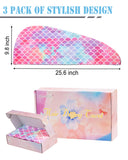 ELLEWIN Microfiber Hair Towel Wrap for Kids Girls 2 Pack Hair Turban Drying for Women Children Mothers Day Gifts Set Absorbent Quick Dry Twisty Anti Frizz Towel for Curly Long Thick Hair (Mermaid)
