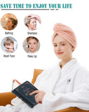 ELLEWIN Hair Towel Wrap 3 Pack, Microfiber Hair Drying Shower Turban with Buttons, Super Absorbent Quick Dry Hair Towels for Curly Long Thick Hair, Rapid Dry Head Towel Wrap for Women Anti Frizz