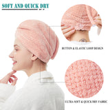 ELLEWIN Hair Towel Wrap 3 Pack, Microfiber Hair Drying Shower Turban with Buttons, Super Absorbent Quick Dry Hair Towels for Curly Long Thick Hair, Rapid Dry Head Towel Wrap for Women Anti Frizz