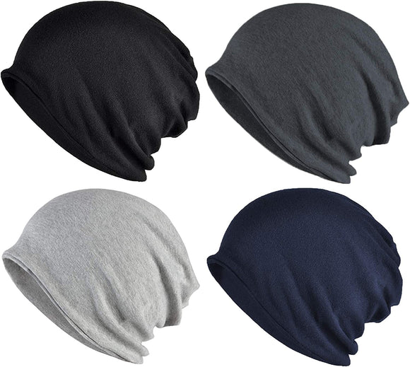 ELLEWIN Cotton Slouchy Beanie Hip-Hop Soft Lightweight Running Beanie Adult Dwarf Hats Chemo Cap for Men Women