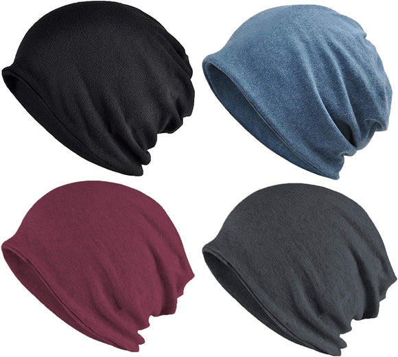 ELLEWIN Cotton Slouchy Beanie Hip-Hop Soft Lightweight Running Beanie Adult Dwarf Hats Chemo Cap for Men Women