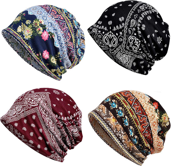 ELLEWIN Cotton Slouchy Beanie Hip-Hop Soft Lightweight Running Beanie Adult Dwarf Hats Chemo Cap for Men Women
