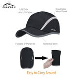 Relective Baseball Cap With Foldable 3-Panel Long Bill  UPF 50 + Unstructured Running Hat