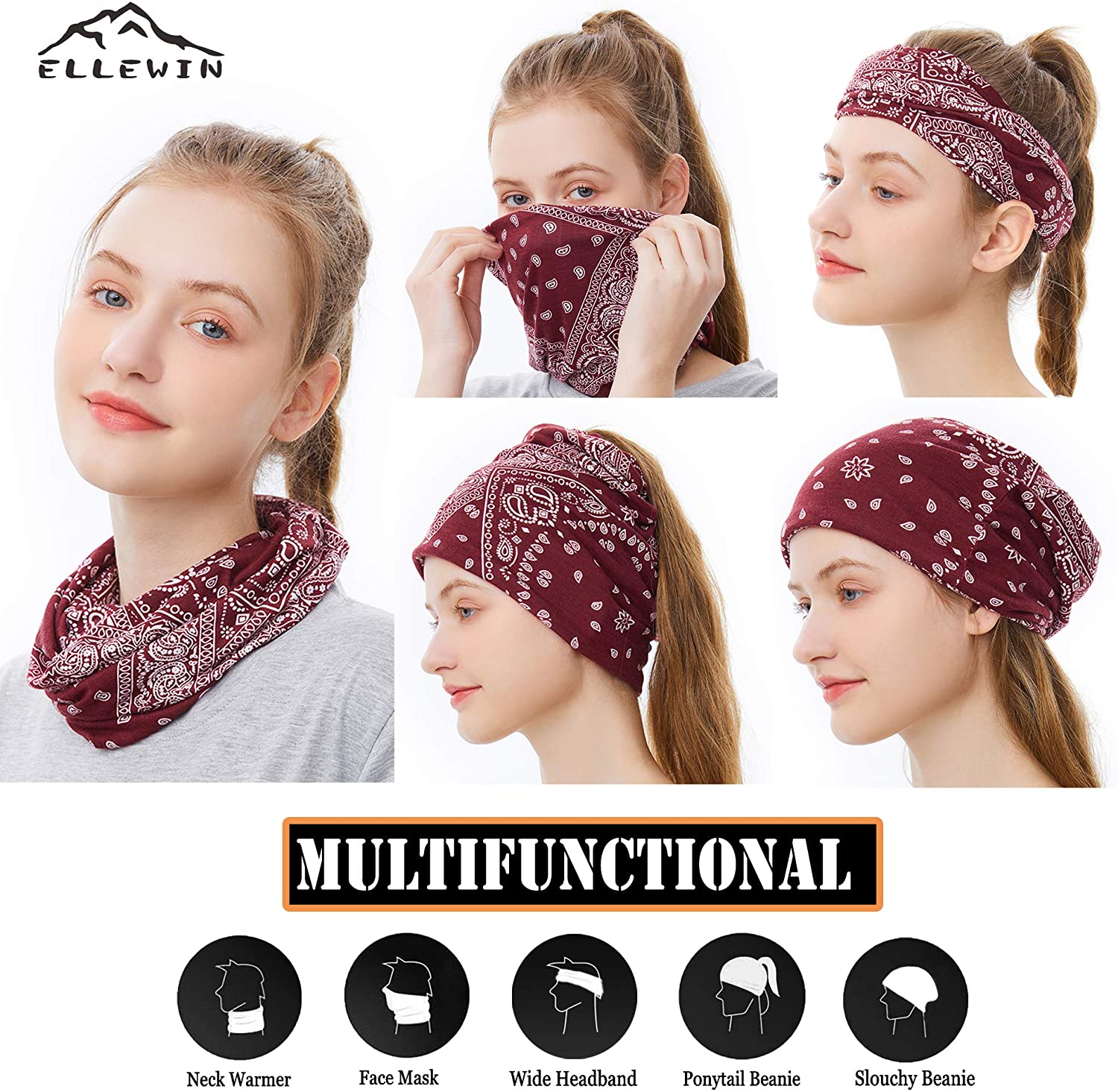 Cotton Slouchy Beanie Cap Scarf Open Top Ponytail Hat Chemo Headwear Qunson Women main image 2