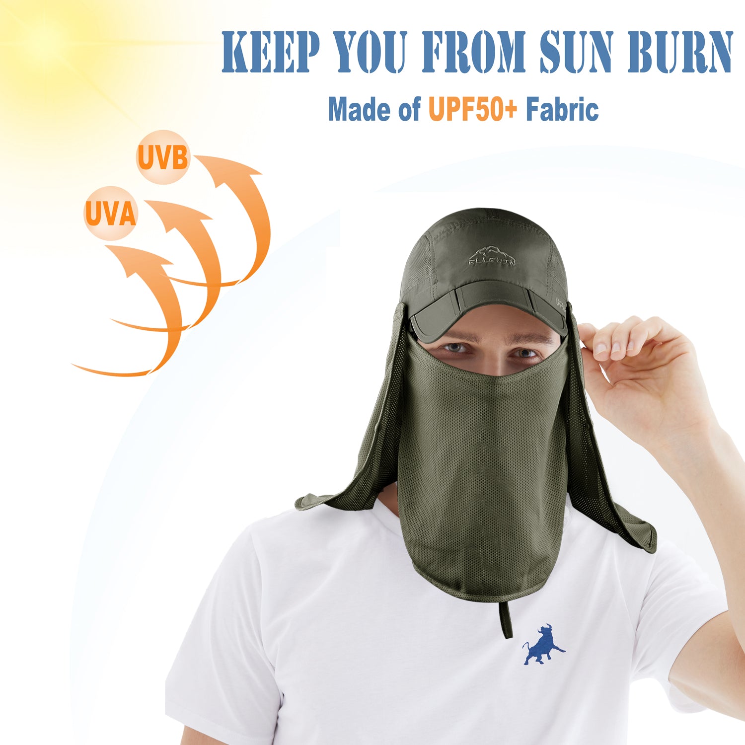 Sun Protection Cap Fishing Hat With Neck Flap cap - PVLV143