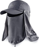 ELLEWIN Fishing Hat with Face Neck Cover Foldable 3-Panel Bill Baseball Cap UPF 50+