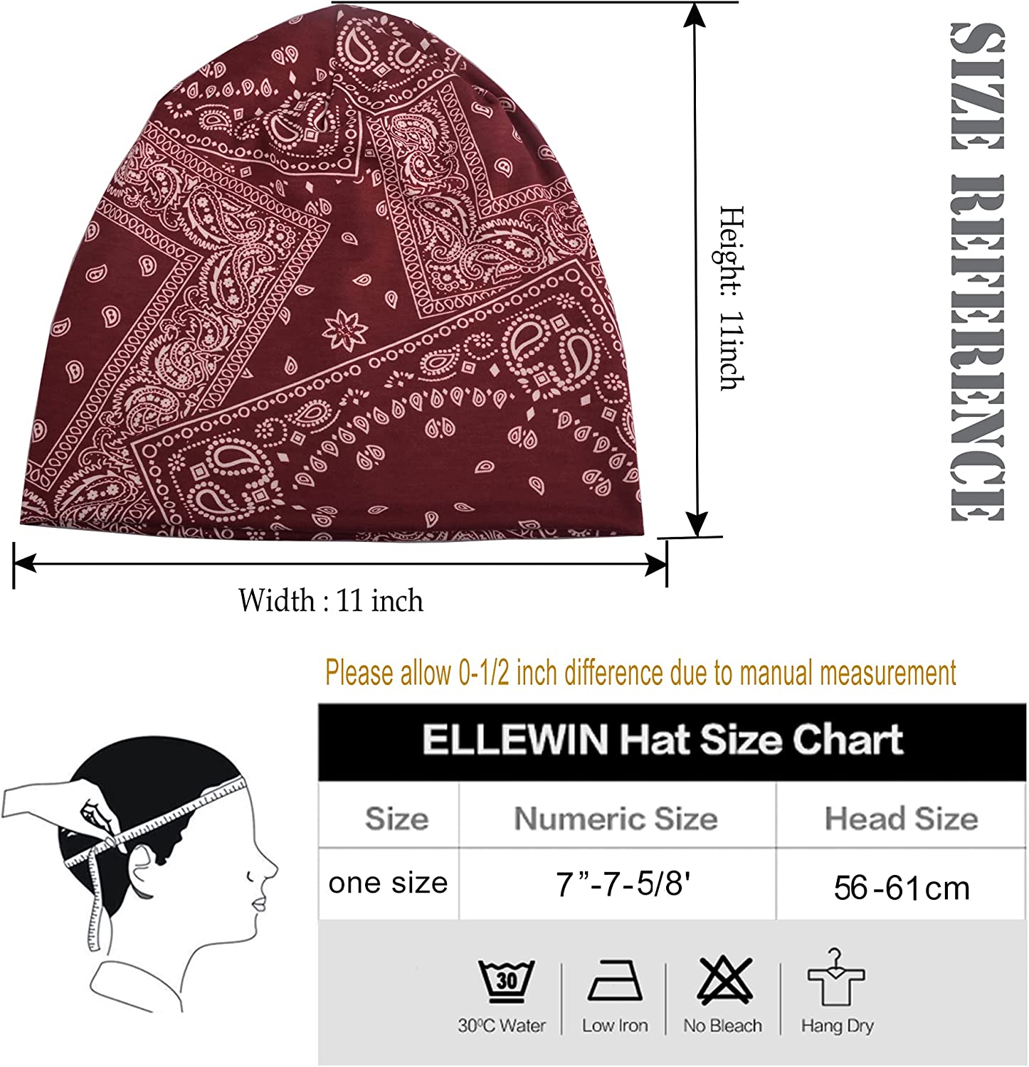 ELLEWIN Cotton Slouchy Beanie Hip-Hop Soft Lightweight Running Beanie Adult  Dwarf Hats Chemo Cap for Men Women