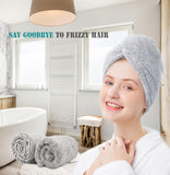 ELLEWIN Bamboo Hair Towel Wrap 2 Pack, Microfiber Hair Drying Shower Turban with Buttons,Super Absorbent Quick Dry Hair Towels for Curly Long Thick Hair, Rapid Dry Head Towel Wrap for Women Anti Frizz