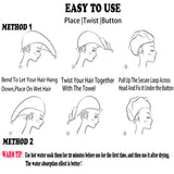 ELLEWIN Bamboo Hair Towel Wrap 2 Pack, Microfiber Hair Drying Shower Turban with Buttons,Super Absorbent Quick Dry Hair Towels for Curly Long Thick Hair, Rapid Dry Head Towel Wrap for Women Anti Frizz