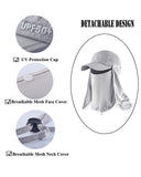 ELLEWIN Fishing Hat with Face Neck Cover Foldable 3-Panel Bill Baseball Cap UPF 50+